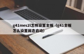 g41mes2l怎样设置主板（g41主板怎么设置固态启动）