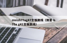 msizh77ag43主板跳线（微星 b75a g41主板跳线）