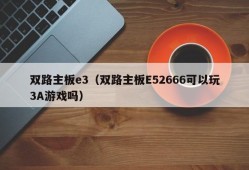 双路主板e3（双路主板E52666可以玩3A游戏吗）